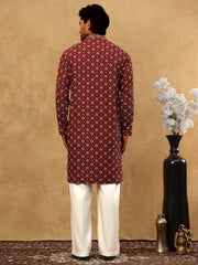 Viscose Rayon Embroidered Sequin Kurta Pyjama ( JOKP PJ11W 5127Maroon )