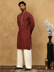 Viscose Rayon Embroidered Sequin Kurta Pyjama ( JOKP PJ11W 5127Maroon )