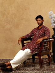 Viscose Rayon Embroidered Sequin Kurta Pyjama ( JOKP PJ11W 5127Maroon )