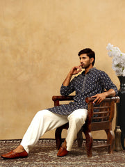 Viscose Rayon Embroidered Sequin Kurta Pyjama ( JOKP PJ11W 5127Navy )