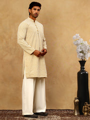 Men’s Chikankari Cotton Kurta Pyjama Set ( JOKP PJ11W 626Beige )