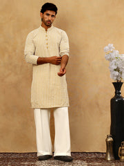 Men’s Chikankari Cotton Kurta Pyjama Set ( JOKP PJ11W 626Beige )