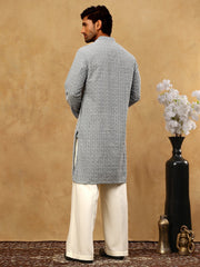 Men’s Chikankari Cotton Kurta Pyjama Set ( JOKP PJ11W 626Grey )