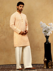 Men’s Chikankari Cotton Kurta Pyjama Set ( JOKP PJ11W 626Orange )
