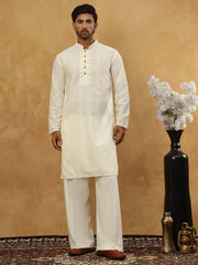 Chikankari Embroidered Kurta Pyjama Set ( JOKP PJ11W 640Cream )