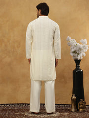 Chikankari Embroidered Kurta Pyjama Set ( JOKP PJ11W 640Cream )