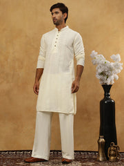 Chikankari Embroidered Kurta Pyjama Set ( JOKP PJ11W 640Cream )