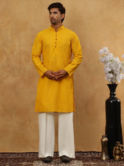 Chikankari Embroidered Kurta Pyjama Set ( JOKP PJ11W 640Mustard )