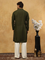 Chikankari Embroidered Kurta Pyjama Set ( JOKP PJ11W 640Olive )