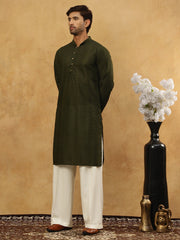 Chikankari Embroidered Kurta Pyjama Set ( JOKP PJ11W 640Olive )
