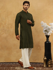 Chikankari Embroidered Kurta Pyjama Set ( JOKP PJ11W 640Olive )