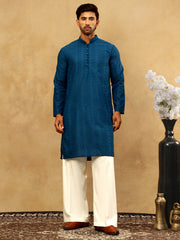 Chikankari Embroidered Kurta Pyjama Set ( JOKP PJ11W 640Teal )