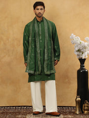 Silk Blend Embroidered Kurta Pyjama with Dupatta ( JOKP PJ11W D 5088Olive )