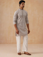 Embroidered Kurta Pyjama Set For Men (JOKP PJ11-W 5127 White )