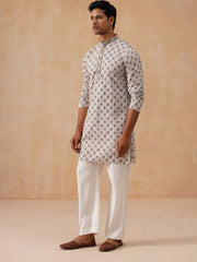Embroidered Kurta Pyjama Set For Men (JOKP PJ11-W 5127 White )