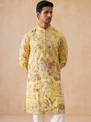Floral Embroidered Straight Kurta Set (JOKP PJ11-W 5156 Yellow )