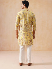 Floral Embroidered Straight Kurta Set (JOKP PJ11-W 5156 Yellow )