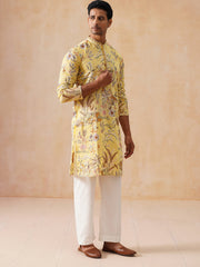 Floral Embroidered Straight Kurta Set (JOKP PJ11-W 5156 Yellow )