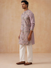 Embroidered Straight Kurta Set For Men ( JOKP PJ11-W 5174 PJ11-W 5174Peach )