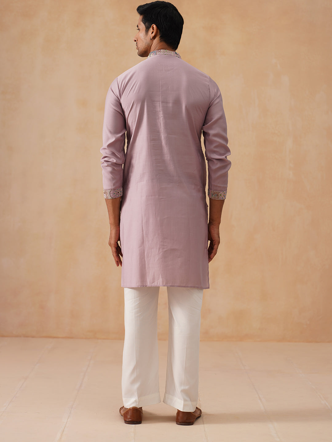 DesiQlo Men Embroidered Kurta Pyjama Set - Orange - JOKP_PJ11-W_5174Pe