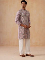 Embroidered Straight Kurta Set For Men ( JOKP PJ11-W 5174 PJ11-W 5174Peach )