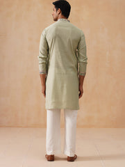 Embroidered Straight Kurta Set For Men ( JOKP PJ11-W 5174 PJ11-W 5174Pista )