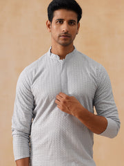 Embroidered & Sequence Kurta Pyjama for Men ( JOKP PJ11-W 5177 PJ11-W 5177Light-Grey )