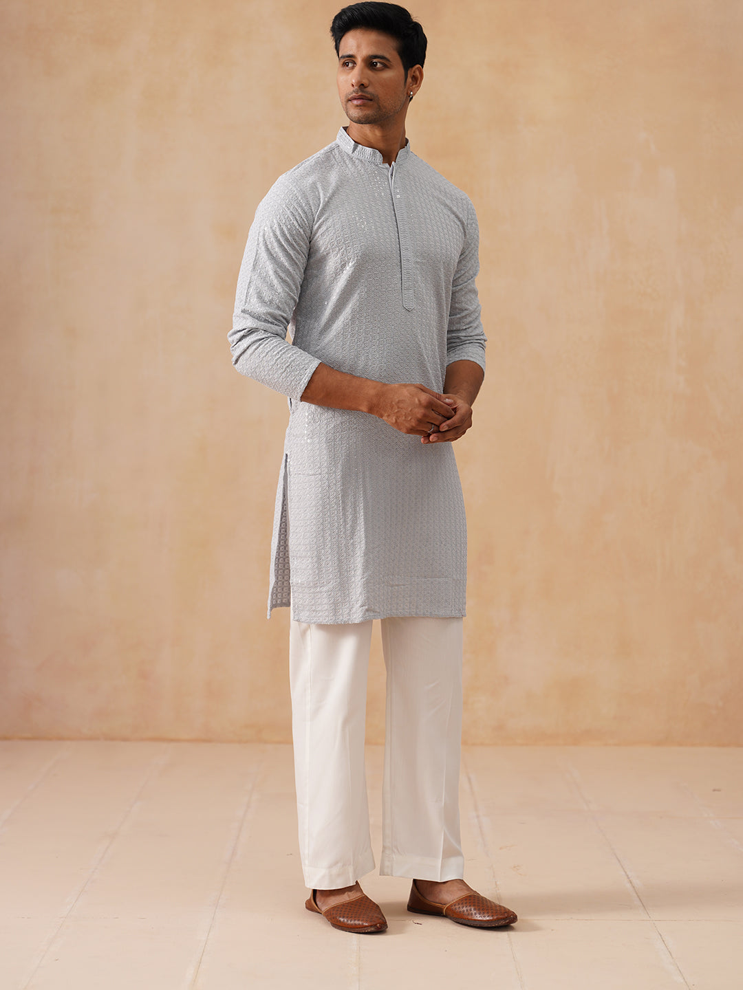 DesiQlo Men Embroidered Kurta Pyjama Set - Multicolor - JOKP_PJ11-W_51