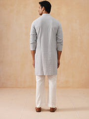 Embroidered & Sequence Kurta Pyjama for Men ( JOKP PJ11-W 5177 PJ11-W 5177Light-Grey )