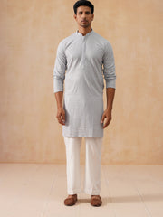 Embroidered & Sequence Kurta Pyjama for Men ( JOKP PJ11-W 5177 PJ11-W 5177Light-Grey )