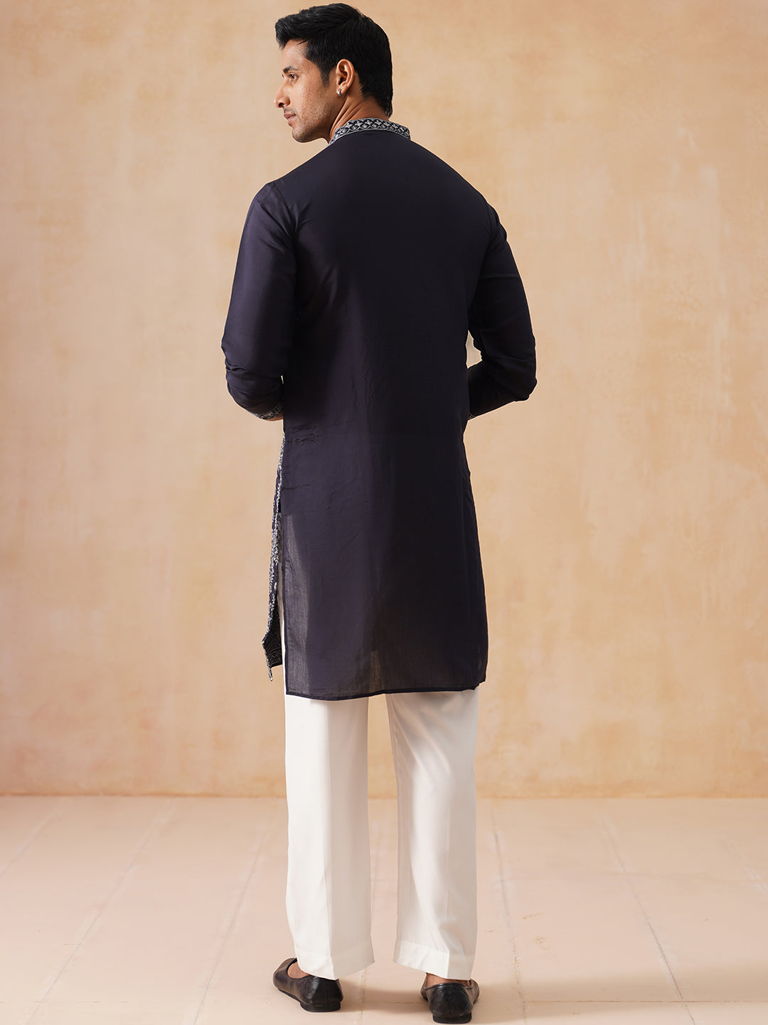 DesiQlo Men Embroidered Kurta Pyjama Set - Blue - JOKP_PJ11-W_5180Navy