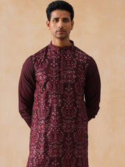 Embroidered Straight Kurta Pyjama Set For Men (JOKP PJ11-W 5180 Purple )