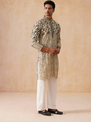 Men's Cream Embroidered Kurta Pyjama Set ( JOKP PJ11-W 5267 PJ11-W 5267Cream )