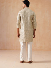 Traditional Mirror Embroidered Kurta Set for Men ( JOKP PJ11-W 5269 PJ11-W 5269Cream )