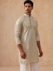 Traditional Mirror Embroidered Kurta Set for Men ( JOKP PJ11-W 5269 PJ11-W 5269Cream )