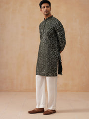 Traditional Mirror Embroidered Kurta Set for Men ( JOKP PJ11-W 5269 PJ11-W 5269Olive )