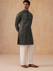 Traditional Mirror Embroidered Kurta Set for Men ( JOKP PJ11-W 5269 PJ11-W 5269Olive )