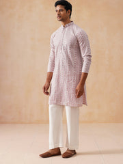 Pink Kurta Set with White Thread Embroidery ( JOKP PJ11-W 5280 PJ11-W 5280Magenta )