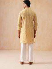 Sunshine Mustard Kurta Set with White Thread Embroidery ( JOKP PJ11-W 5280 PJ11-W 5280Mustard )