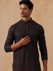 Multicolor Embroidered Viscose Rayon Kurta ( KO 5282 Black ) [FF] [P-19]