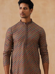 Multicolor Embroidered Viscose Rayon Kurta ( KO 5282 Brown ) [FF] [P-19]