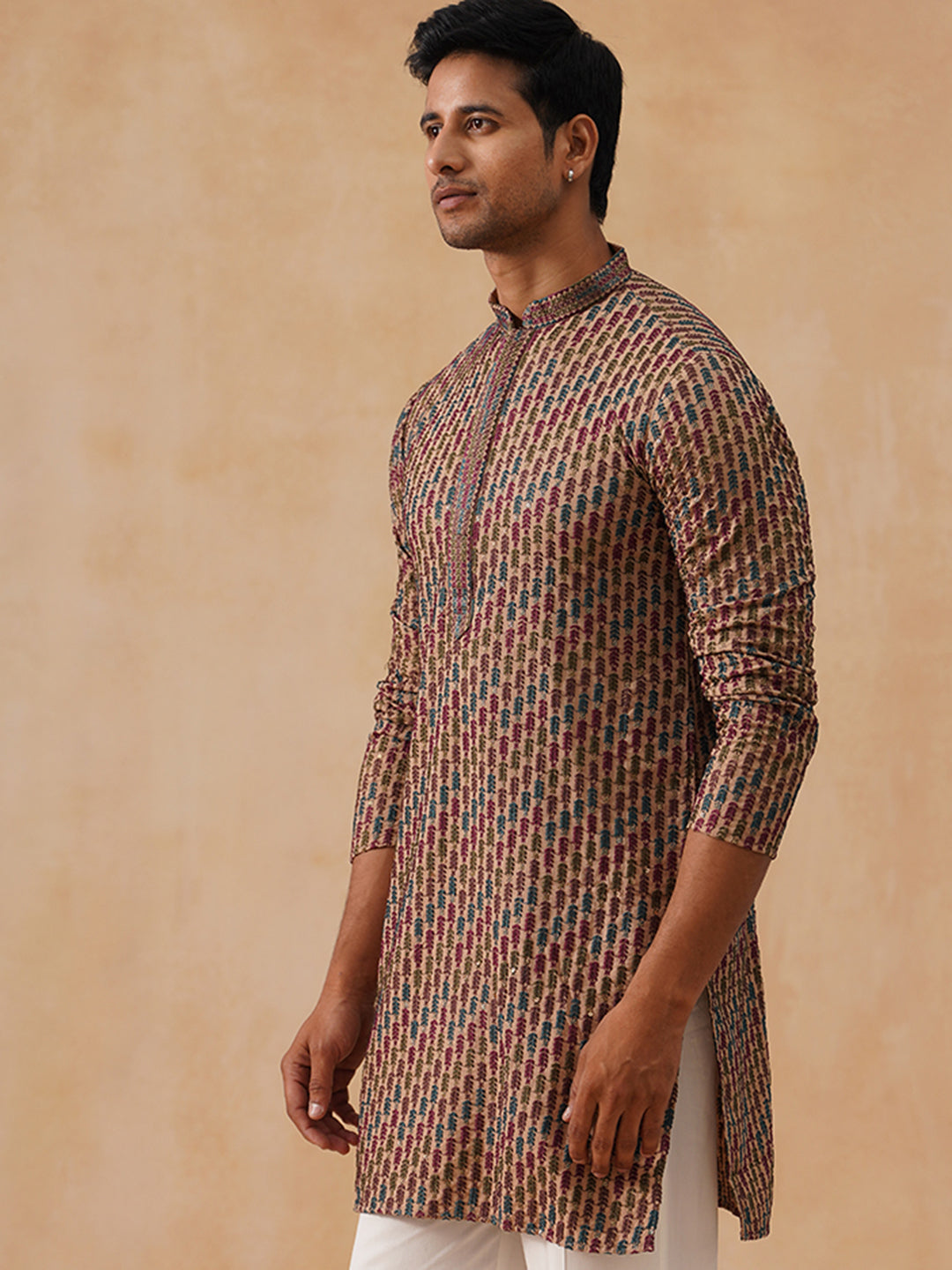 DesiQlo Men Floral Kurta Only - Brown - KO_5282Brown_S