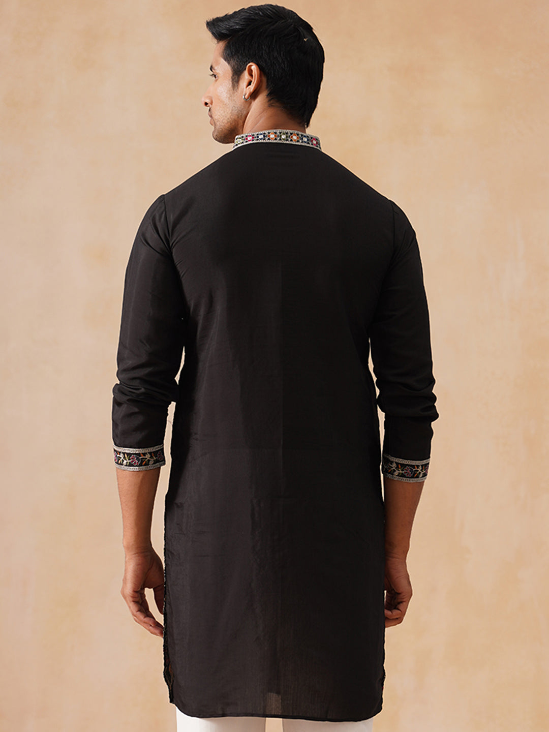 DesiQlo Men Floral Kurta Only - Black - KO_5283Black_S