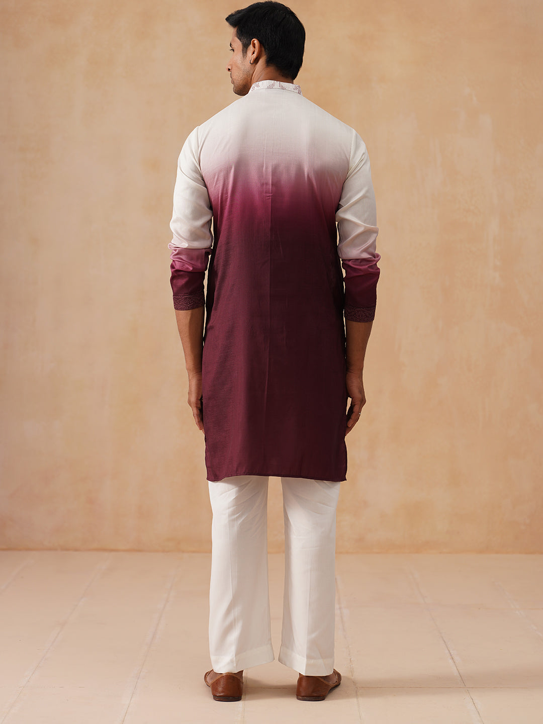 DesiQlo Men Embroidered Kurta Pyjama Set - Maroon - JOKP_PJ11-W_5284Ma