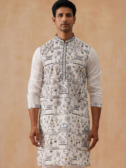 Silk Blend Embroidered Kurtas ( KO 5288 White ) [FF] [I-1]