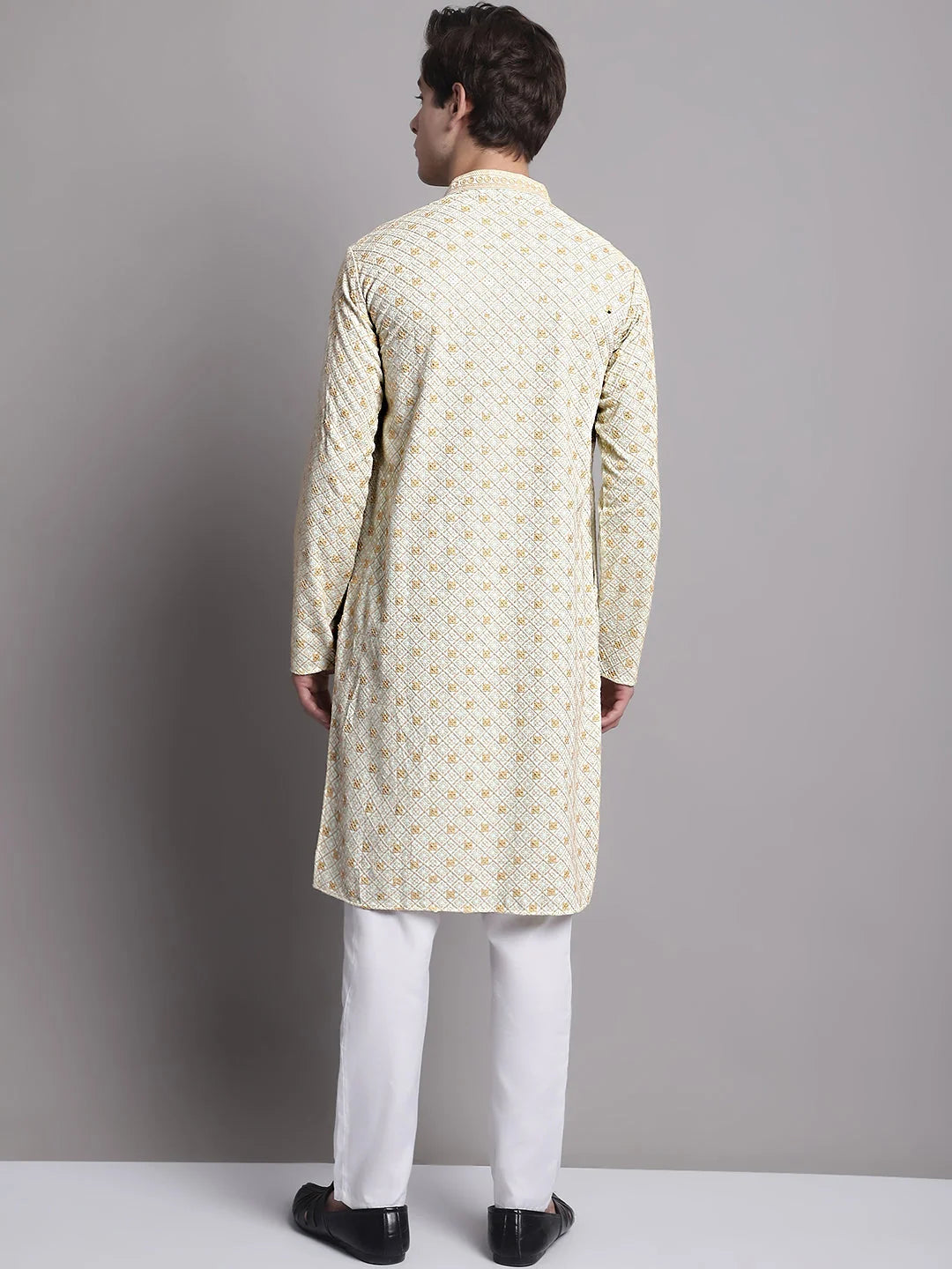 Light Green Chikankari Kurta Pajama Set | Men's Ethnic Wear