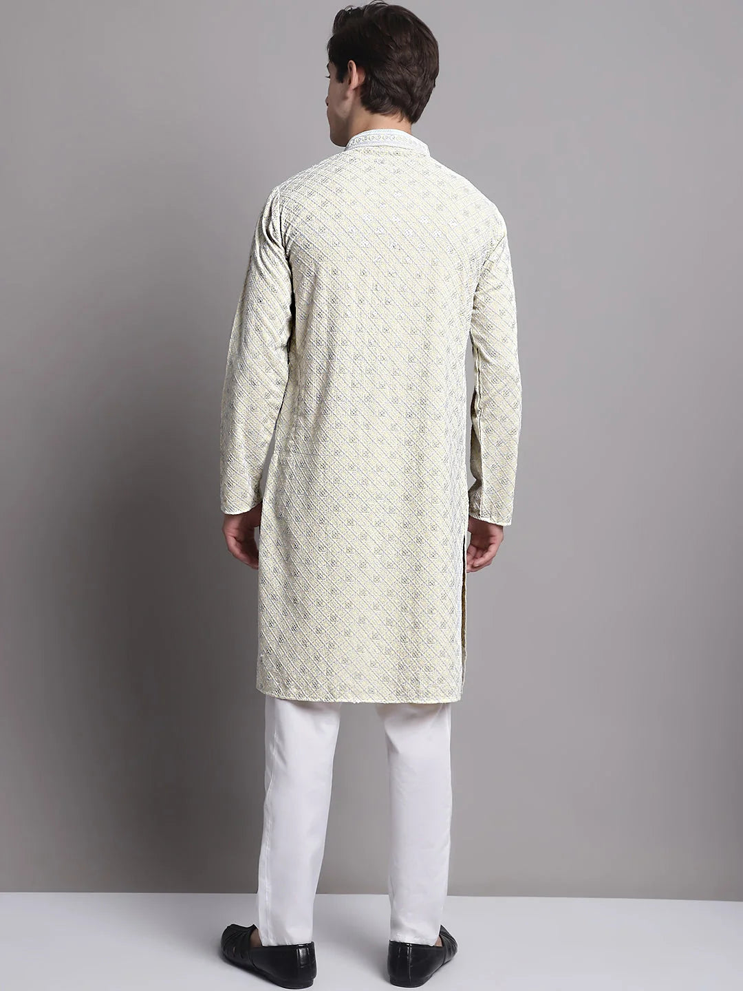 Yellow Chikankari Kurta Pajama Set for Men | Ethnic Fashion
