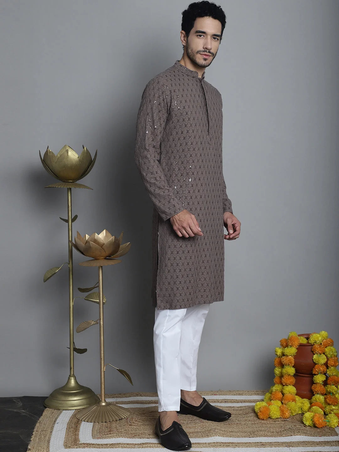 Embroidered Kurta Pajama for Men - Chikankari Mens Kurta Pajama