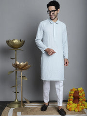 Men's Chikankari Embroidered Zig and Sequence Kurta with Pyjama