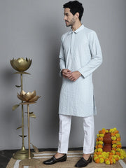 Men's Chikankari Embroidered Zig and Sequence Kurta with Pyjama